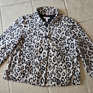 Chicos Sx L-XL Retro Swing Jacket Faux Leopard Cheetah